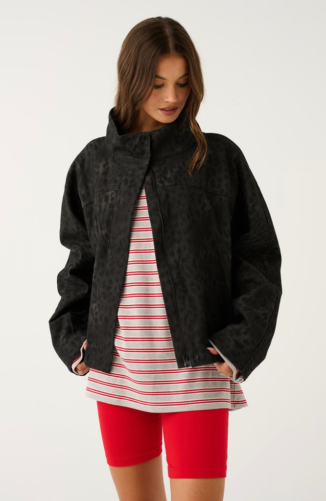 Peta Jacket Black Washed Leopard