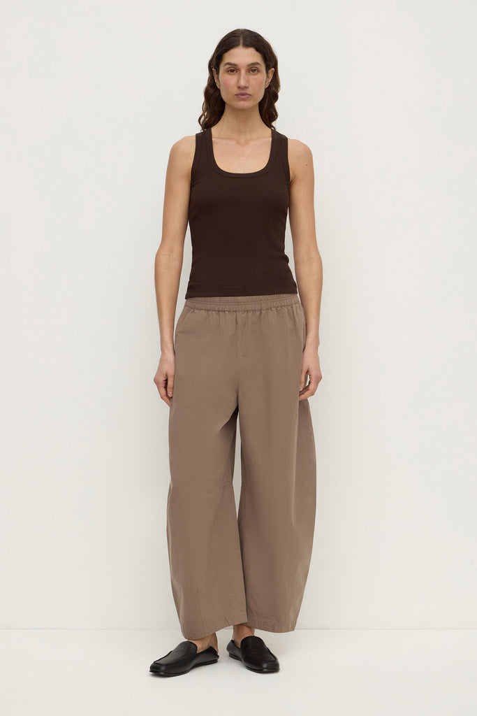 Elaine Washed Cotton Pant Dark Sand