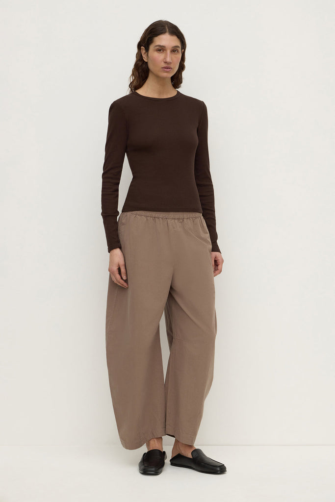 Elaine Washed Cotton Pant Dark Sand