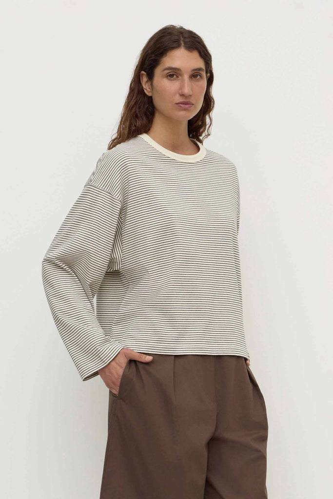 Malone Stripe Wide Sleeve Tee Cream/Black