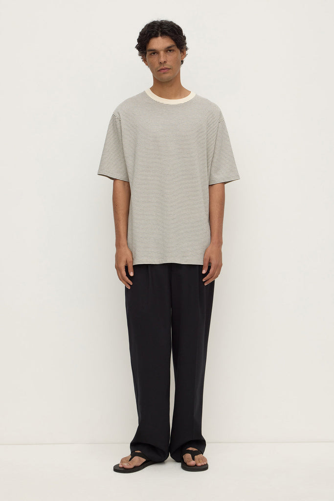 Malone Stripe Short sleeve tee black/cream stripe