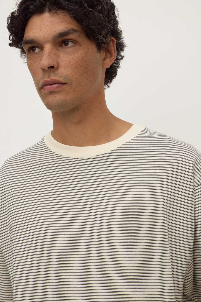 Malone Stripe Short sleeve tee black/cream stripe