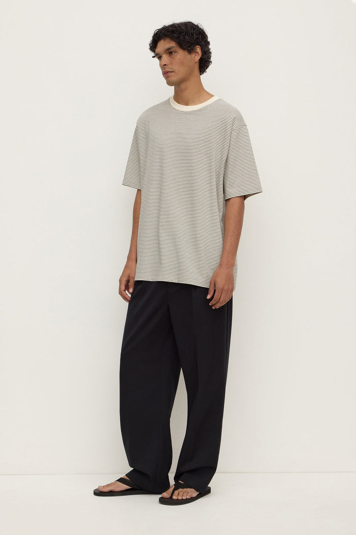 Malone Stripe Short sleeve tee black/cream stripe