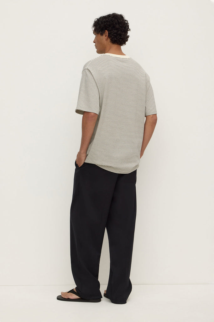 Malone Stripe Short sleeve tee black/cream stripe