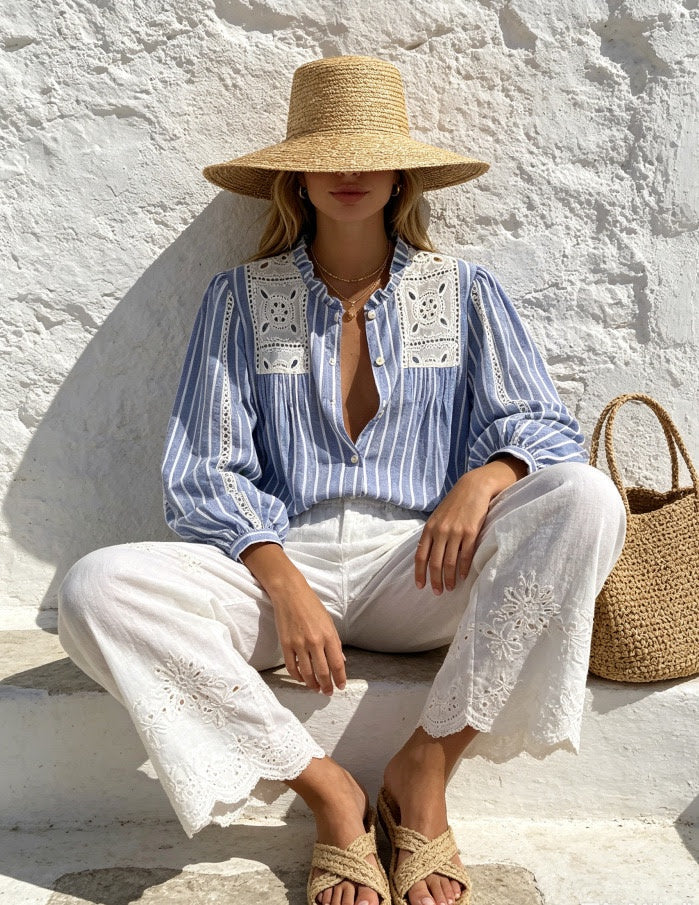 Amalfi Lace Cotton Trim Top