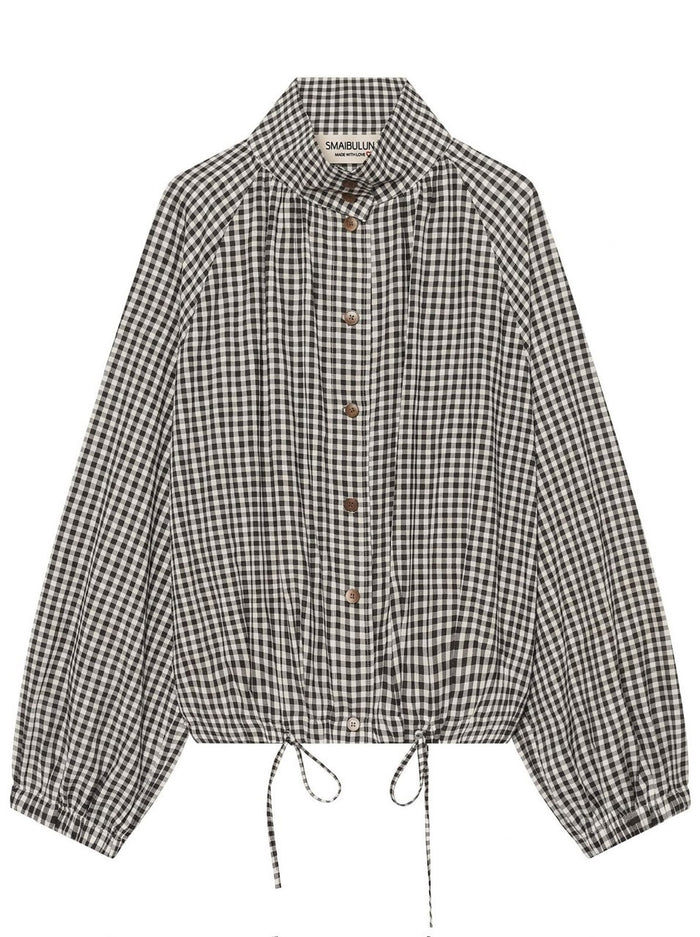 Choc Gingham Drawstring Jacket