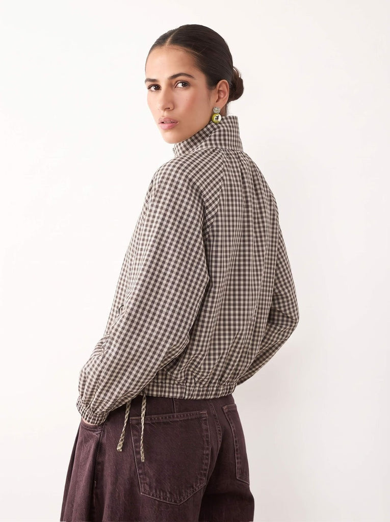 Choc Gingham Drawstring Jacket