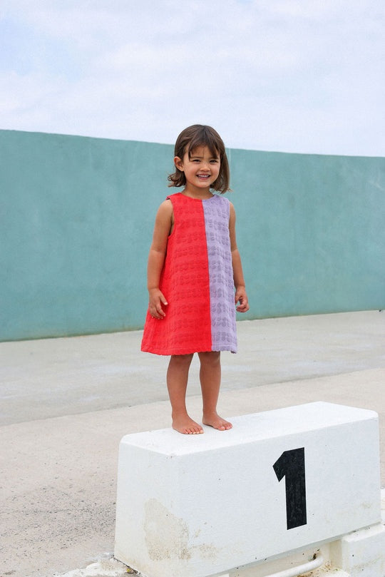 Bubble Terry Towelling Dress Fiesta and Mauve