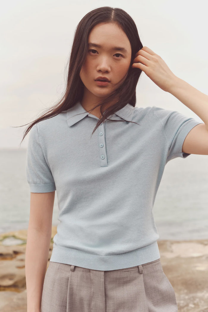 Sloane Cotton Cashmere Polo Salt