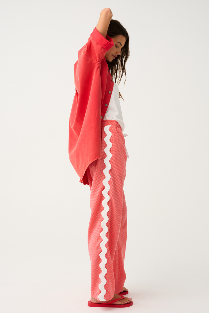 Blair Beach Pant Coral Gingham