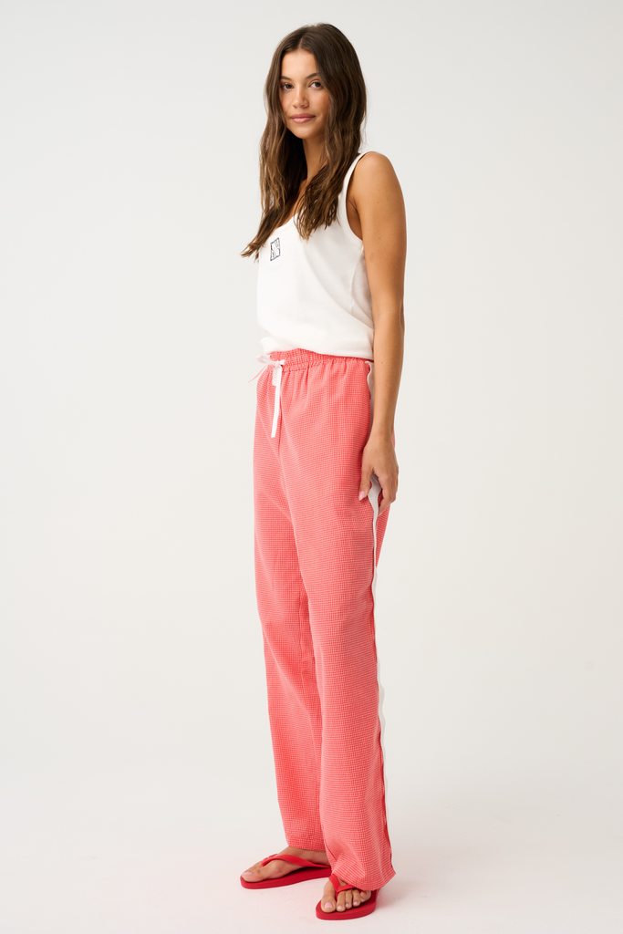Blair Beach Pant Coral Gingham