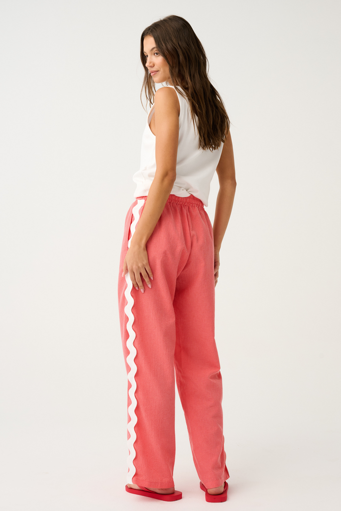 Blair Beach Pant Coral Gingham