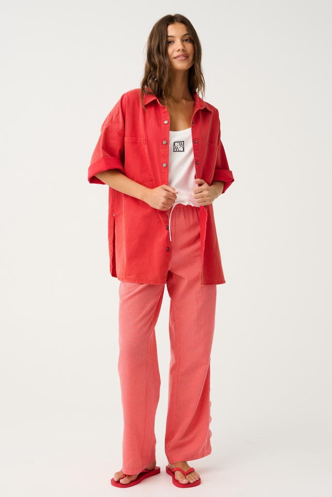 Blair Beach Pant Coral Gingham