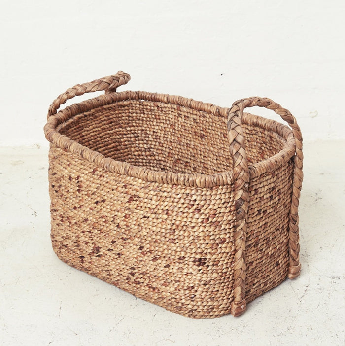 Waterhyacinth Oval Baskets w Plaited Handles Large (Instore pickup only)