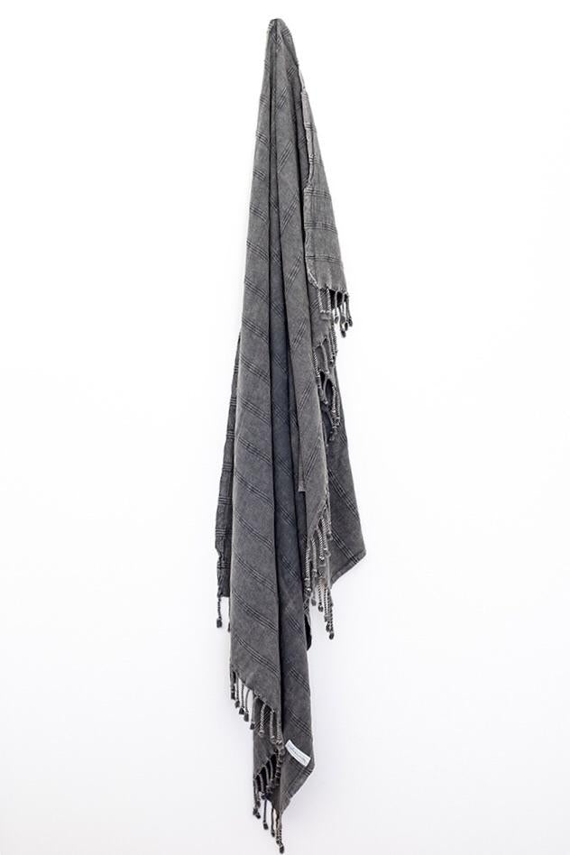 Stonewashed Turkish Towel Charcoal