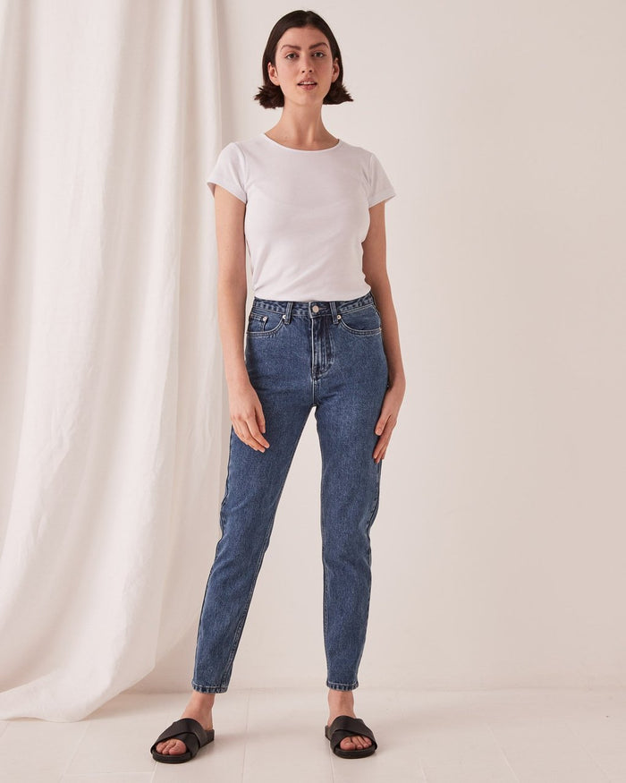 High Waist Rigid Jean Vintage Blue, Assembly Label, Mika and Max 