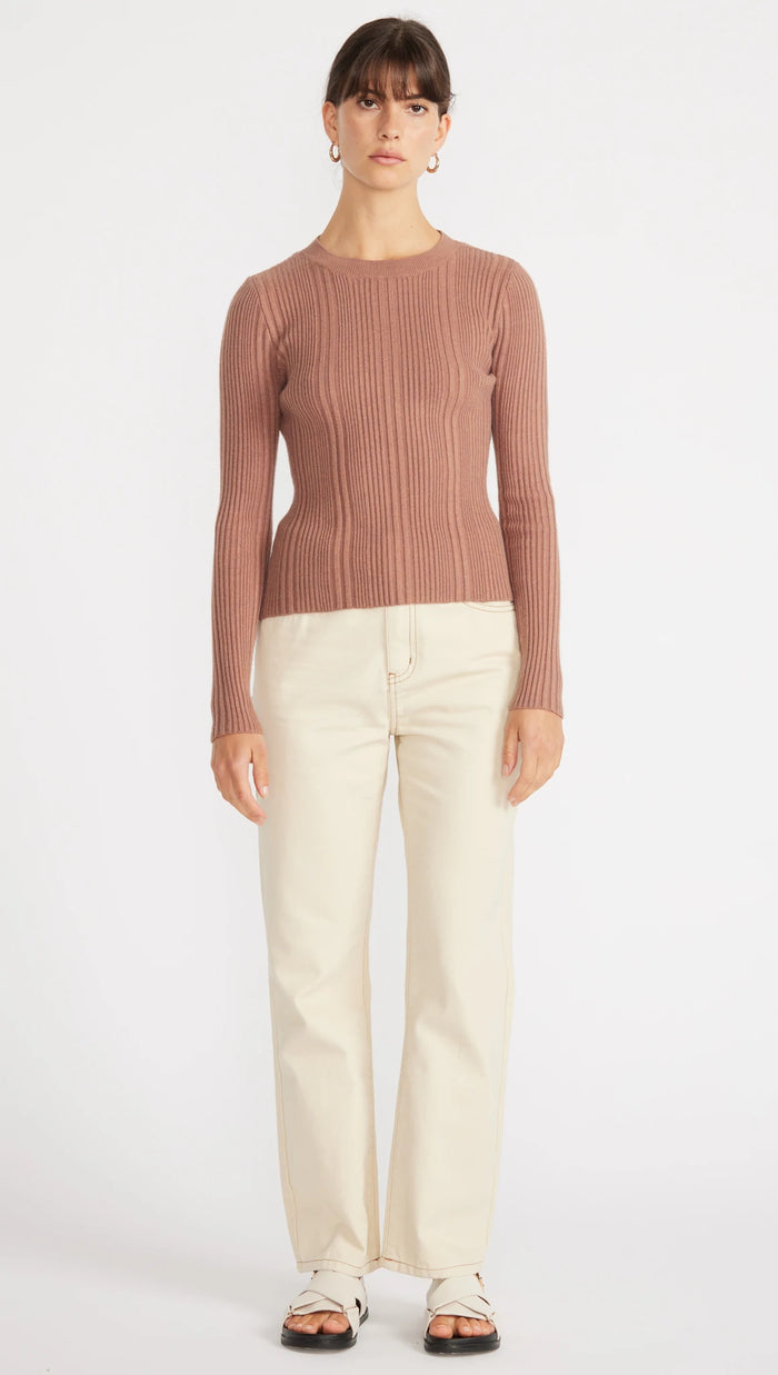 Zoey Ribbed Knit Top - Camel