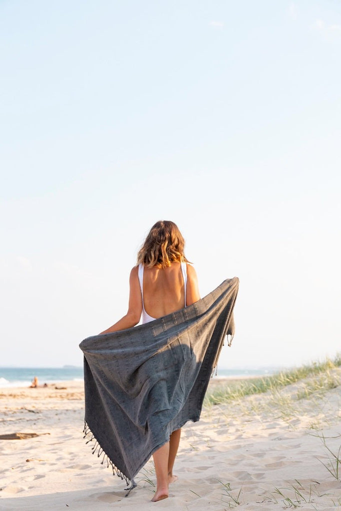 Stonewashed Turkish Towel Charcoal
