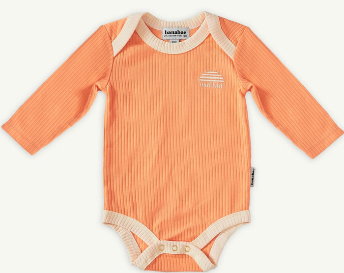 Peach Ribbed Organic Cotton Long Sleeve Onesie