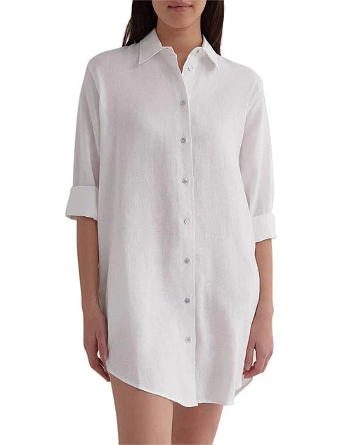 Linen shirt dress, assembly label, Mika and max 
