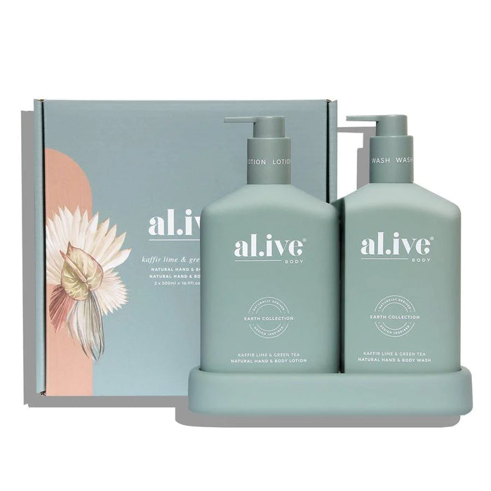 WASH & LOTION DUO + TRAY - KAFFIR LIME & GREEN TEA, al.ive, Mika and Max 