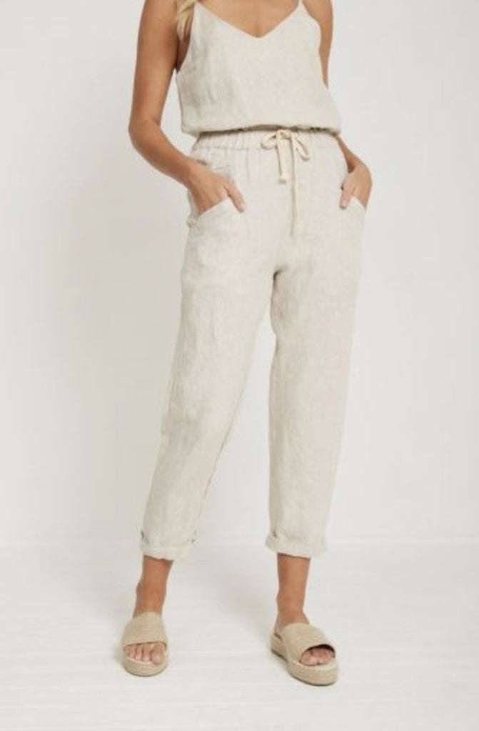Luxe linen pant natural, little lies, Mika and max