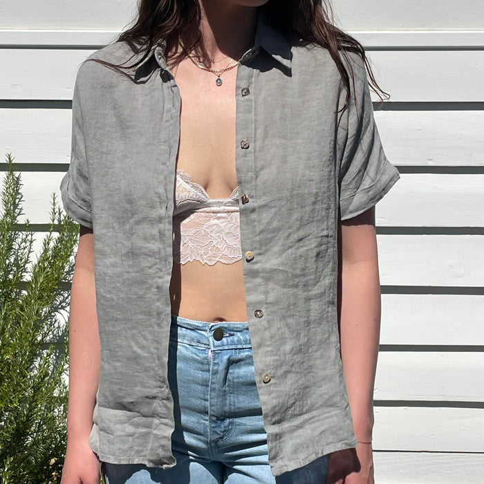 ESSENTIAL LINEN SHIRT - SAGE