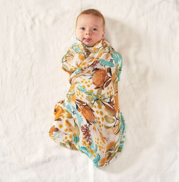 Wattle Wander Bamboo / Organic Cotton Swaddle