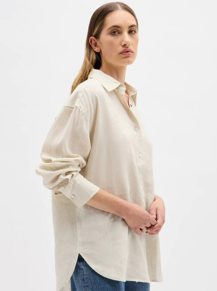 Oversized Linen Shirt - Limestone
