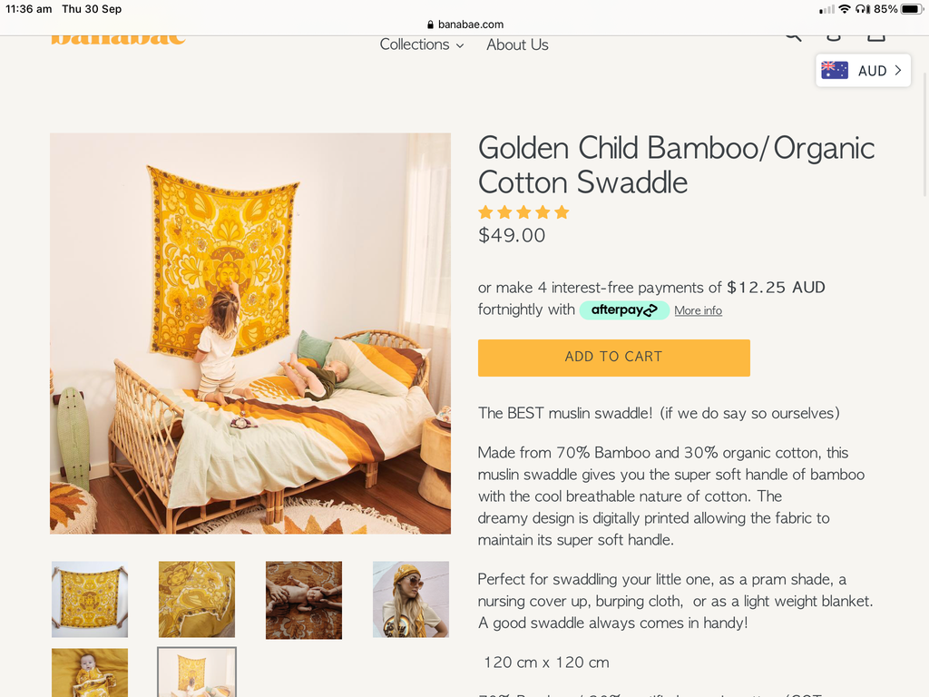 Golden Child Bamboo/Organic Cotton Swaddle