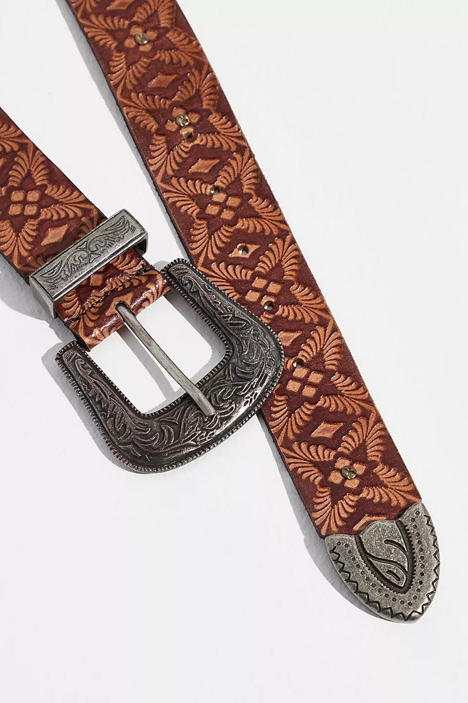 Outlaw Embossed Belt Cognac