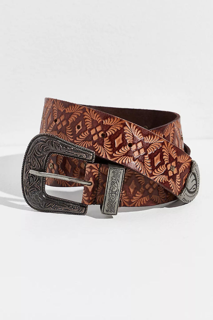 Outlaw Embossed Belt Cognac