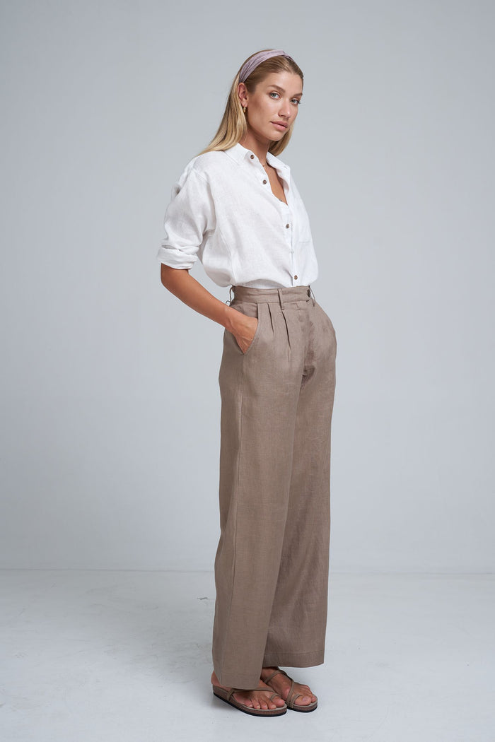 Day Linen Pant - Chocolate Brown