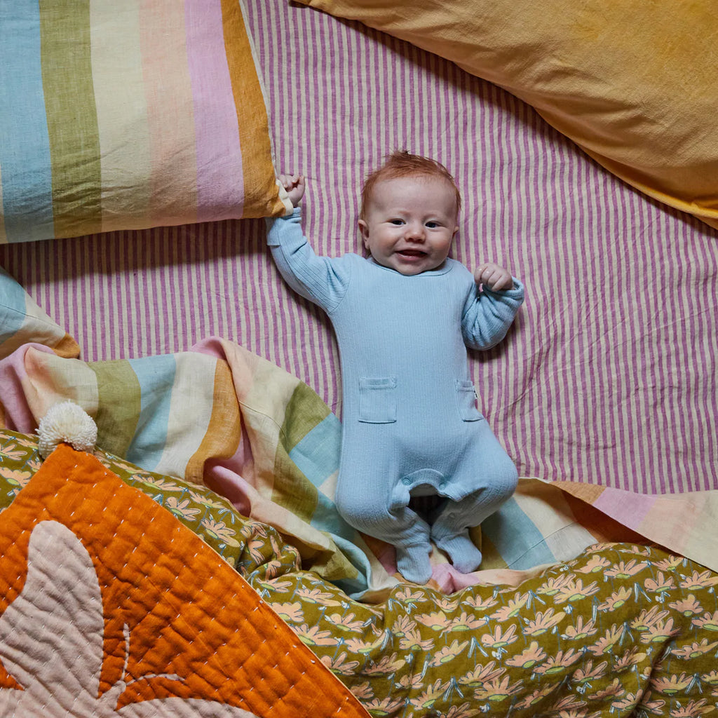 LYME LINEN FITTED COT SHEET - ORCHID