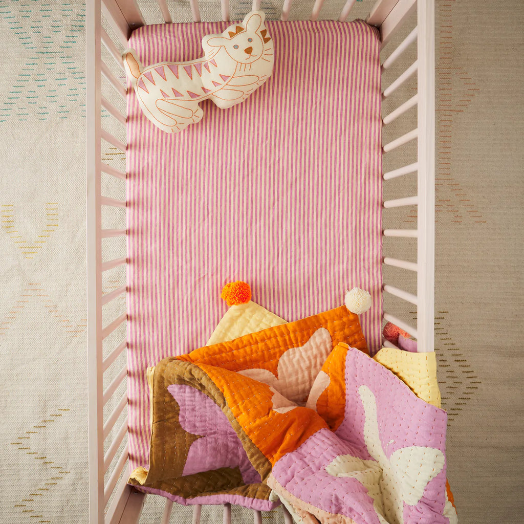 LYME LINEN FITTED COT SHEET - ORCHID